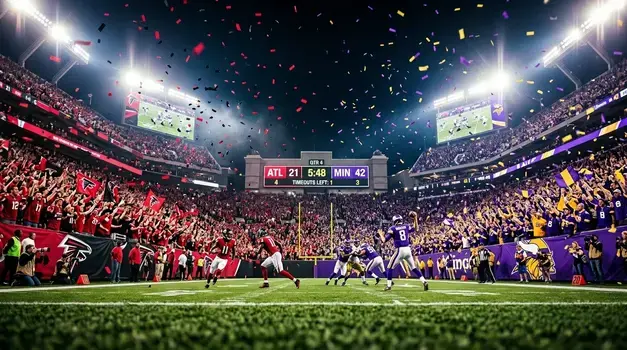 Atlanta Falcons vs Minnesota Vikings match player stats game recap with final score 42-21 at U.S. Bank Stadium