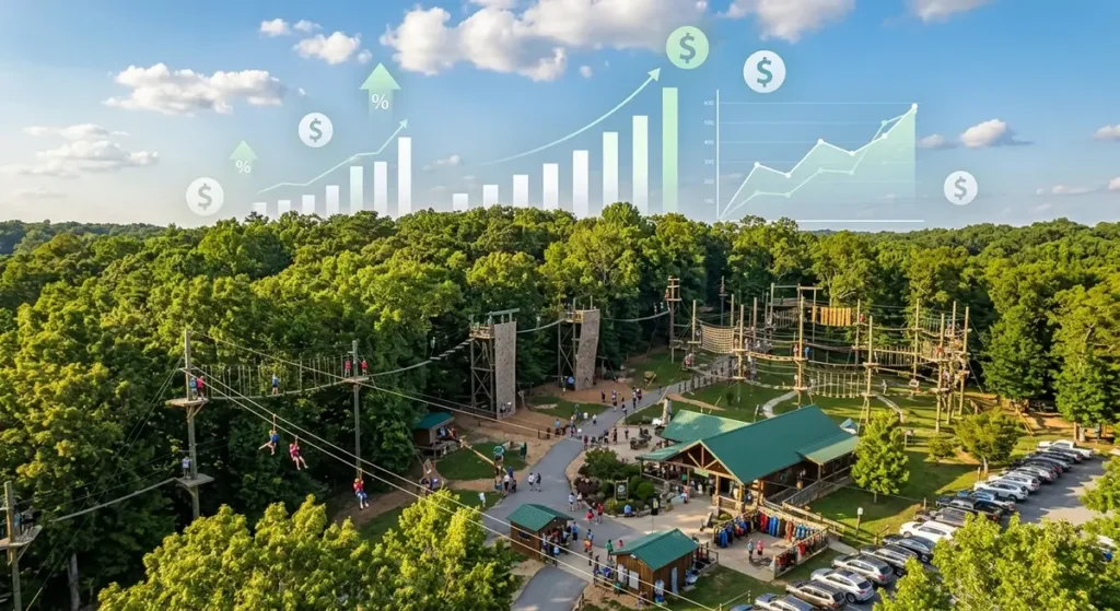 Blue Raider adventure park accounting overview showing park attractions and financial management