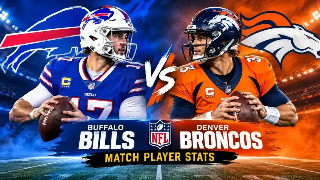 Buffalo Bills vs Denver Broncos match player stats scoreboard and key performers from the 2026 AFC Divisional Round playoff game at Highmark Stadium